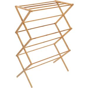 Honey-Can-Do Collapsible Bamboo Drying Rack  Sturdy & Foldable Laundry Drying Rack, Space-Saving & Portable Clothes Rack for Air-Drying Clothes, Towels, Blankets & Delicates, Indoor & Outdoor Use.