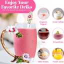 The Pure Embrace Flower Glass Tea/Coffee Cup, Gift for Mom, Birthday Gift for Women, Lead-Free Enamel Glass with Spoon (Large) (13 Ounces)