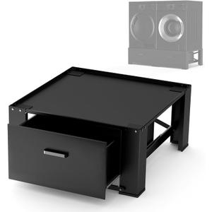 SKM Washer and Dryer Stand - 28" Laundry Pedestals for Washer and Dryer,Top with Panel, Steel Washing Machine Pedestal Raiser, 14.2 Inches Height Elevation Black