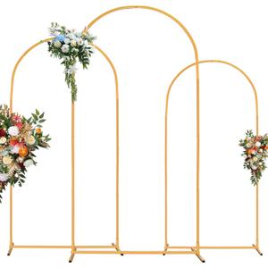 Arch Backdrop Stand, Set of 3 Gold Metal Arch Stand Wedding Arch Frame 7.2FT, 6.6FT, 6FT Square Balloon Arch Stand for Birthday Party Baby Shower Wedding Graduation Ceremony Decoration