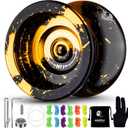 MAGICYOYO Dual Purpose Yoyo N11 - Responsive Yo Yo for Kids 8-12 or Above & Unresponsive Bearing Kit for Advanced Edge Hook Finger Spin with Yo Yo Glove + Bag + 12 Yoyo Strings (Black Golden)