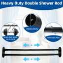 30 to 105" Double Shower Curtain Rod, Adjustable Wall Mounted Dual Shower Rod, Heavy Duty Rustproof Shower Curtain Pole for Bathroom, Laundry Room, Bathtub, Black