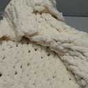 L'AGRATY Chunky Knit Blanket Throw: 30''x40'' Chenille Chunky Knitted Throw Blankets for Bed Couch - Handmade Thick Big Cable Knit Blankets - Large Crochet Rope Blanket for Home Decor(Ivory)