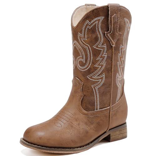 Motasha Boys Cowboy Boots Toddler Girls Boots Brown Cowgirl Boot for Girl Size 11 Little Big Kids Boot Western Riding Shoes Party Birthday (M7101 Brown 11)