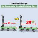 WUD 1323 lbs Heavy Duty Folding Platform Cart with Extendable Deck (31''39''), 6-Wheel Support, 4'' Quiet Casters, Thick Reinforced Flatbed Dolly for Warehouse, Garage & Moving