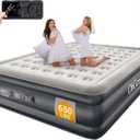 OhGeni Cal King Air Mattress with Built-in Pump, 18" Tall Inflatable Blow Up Air Bed with Carrying Bag for Camping, Guest. Raised Elevated High Airbed, Foldable & Portable Colchon inflables, Black