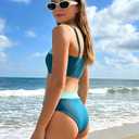 Girls Swimsuit Bikini Set Color Block Cut Out Two Piece Bathing Suit with Chest Pad Adjustable Straps Swimwear 7-16T