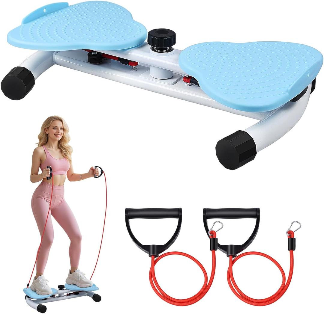 Waist Twister Machine, Ab Twister Board with Resistance Bands - 300 lbs Capacity Home Exercise Equipment for Belly Fat, Core Workout - Noiseless & Anti-Slip for Women/Men (Blue)