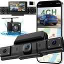 4 Channel Dash Cam,360 All-Around View Front Rear Left Right Inside Car Camera,3" IPS Screen,4-Way Dash Cam with 24H Parking Mode,Built-in GPS,8 IR Night Vision,G-Sensor,Free TF Card Included