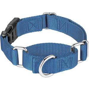 Mikivery Martingale Collar for Dogs Nylon Dog Collar with Quick Release Buckle Adjustable Training No Slip Dog Collars(Large, Haze Blue)