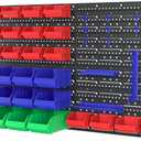 WORKPRO Pegboard Organizer Wall Mounted, 44PC Tool Storage Rack with Bins and Hooks, Peg Board Wall Organizer for Garage Organization, Workshop, Craft Room, Tool Wall Storage System