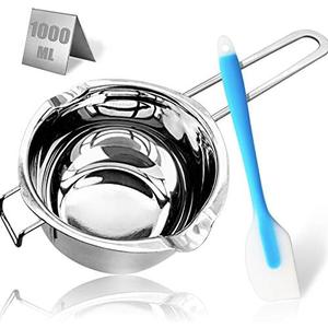 1000ML/1QT Double Boiler Chocolate Melting Pot, 304 Stainless Steel Candle Making Kit with Silicone Spatula for Chocolate, Candy, Candle, Soap, Wax