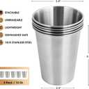 Stainless Steel Cups, 12 Oz Metal Drinking Glasses for Kids and Adults, Metal Pint Cup Tumblers, Set of 5, Unbreakable and Stackable