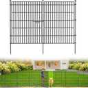 10 Panels No Dig Garden Fence with Gate, 34in(H) 22.5ft(L) Decorative Metal Outdoor Dog Fence, Rustproof Pet Fencing for Yard, Patio, Flower Bed -Temporary Fencing| Easy to Install