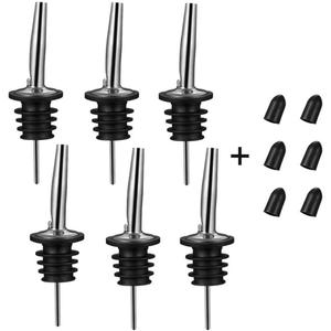 6PCS Liquor Bottle Pourers, Stainless Steel Olive Oil Spouts, Bottle Pourers for Alcohol, Olive Oil, With Dust Caps Liquor Pour Spout