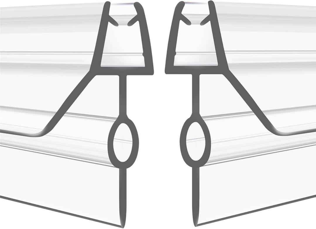 2-Pack Frameless Shower Door Bottom Seal (1/4'' X 39'') Clear Glass Shower Door Seal Strip Shower Door Sweep can Covers up to 22mm Gap - Stop Leaks