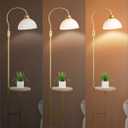 Lightdot 68IN Floor Lamp with Table, Mid Century Modern Standing Lamps Storage Shelf Floor Lamps with Bulbs Included, Gold Pole End Table with White Acrylic Lampshade for Living Room, Bedroom, Office