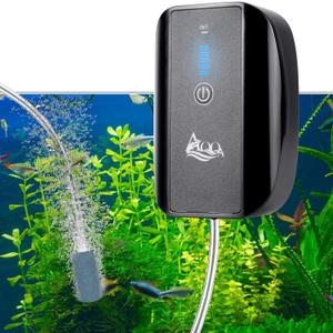 AQQA Aquarium Rechargeable Air Pump,Multifunctional Portable Energy Saving Power Quiet Oxygen Pump, One/Dual Outlets with Air Stone,Suitable for Indoors Power Outages Fishing (1.7W(0-100gal))