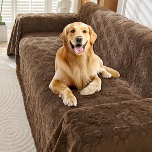Faux Fur Couch Cover for Dogs Washable,Fuzzy Pet Couch Covers for Sofa,L Shaped Sofa Cover,Thick Soft Cover Non-Slip Couch Cover Furniture Protector Pet Friendly (Brown, 71 * 150)