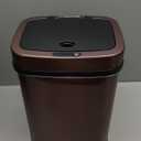 Ninestars Bedroom or Bathroom Automatic Touchless Infrared Motion Sensor Trash Can, 3 Gal 12L, Stainless Steel Base (Rectangular, Burgundy/Black Lid)