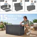 YITAHOME 95 Gallon Outdoor Storage Deck Box, Waterproof Resin Deck Box w/Handles, Lockable Outdside Deck Box for Patio Furniture, Garden Tools, Lockable & UV Resistant(Dark Gray)