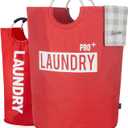 Caroeas Super Large 150L Laundry Basket Pro, Waterproof Laundry Hamper, Collapsible Laundry Basket Easy Storage, Clothes Hamper Stands Up Well, Laundry Bag with Padded Handles (Red)
