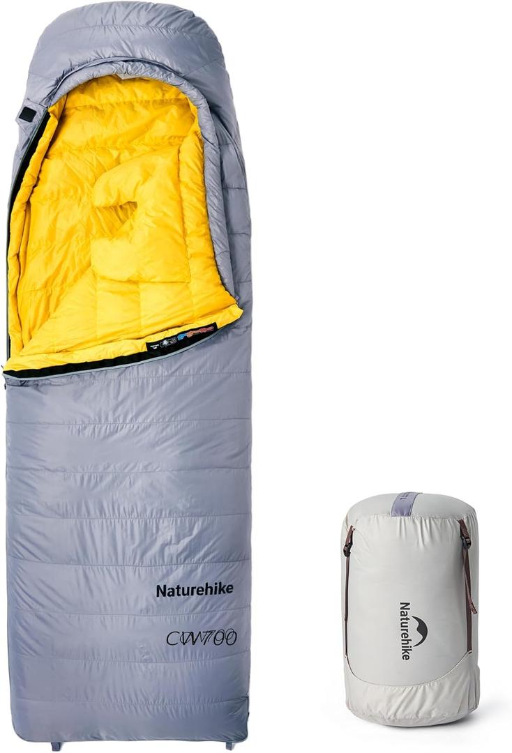 Naturehike 0 Degree Ultralight Down Sleeping Bag for Adults, 650FP Backpacking Cold Weather Sleeping Bag with RDS Down, 28.9 for Camping, Hiking, 2025 Model (Large, Gray-86.6 x 33.46in)