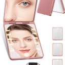 Compact Mirror, Rechargeable 30X Magnifying Mirror with 3 Lighting Modes & Dimmable Brightness, Portable Travel Makeup Mirror with Light, Essentials for Travel, Pocket, Purse, Gifts for Women Rose
