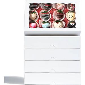 50 Pack 9 " x 6" x 2" Cookies Macaron Boxes for 12, Bakery Cakesicle Chocolate Covered Strawberries Boxes with Window Ore Cocoa Bombs Pastry Chocolate Boxes