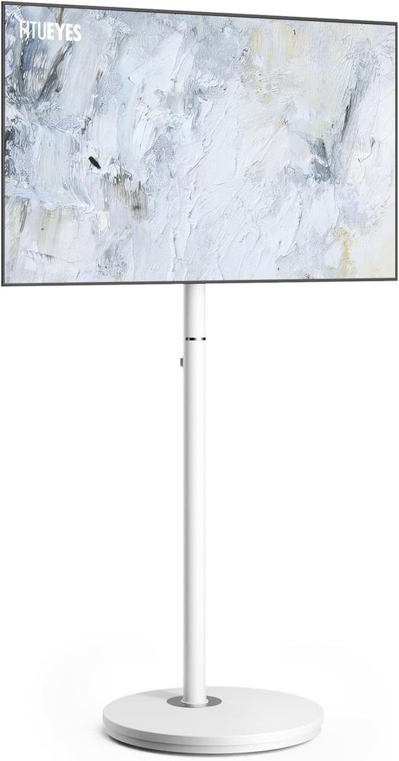 FITUEYES Design Small Rolling TV Cart for 24-48 Inches Television, Minimalist Modern TV Floor Stand on Wheels Fits Max VESA 200x200mm, V2 Portable Smart Television Cart, White, Master Series