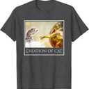 Creation of Cat - Funny Cat Men Women Girls Kids T-Shirt Gray XL