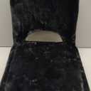 GREENSTELL Vanity Stool Chair with Storage and Folding Back, 13.4" x 15" x 30" Square Faux Fur Soft Ottoman, 4 Metal Legs with Anti-Slip Feet, Furry Padded Seat for Makeup, Bedroom, Black