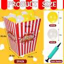 2 Sets Giant Popcorn Box with Balloons, Movie Popcorn 3D Popcorn Box Cardboard Stand up, 25x18x35" Outdoor Standing Heavyweight Popcorn Box for Theme Parties Festivals Yard Decoration,102Pcs
