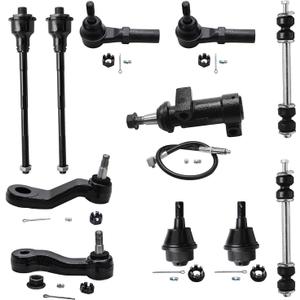 Detroit Axle - Front End 11pc Suspension Kit for Chevy Silverado Sierra Avalanche Suburban GMC Yukon XL 2500 3500 HD Hummer H2, Ball Joints Tie Rods Sway Bars Pitman Idler Arm Bracket Pivot Replacement