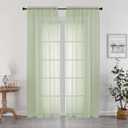 OWENIE Sheer Curtains 84 inches Long 2 Panels Set for Bedroom Living Room, Soft Solid Living Room Rod Pocket Light Filtering Curtains, 2 Pcs Each 42 W x 84" L, Light Green