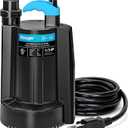 BOMGIE 1/3 HP Automatic Water Pump, 2250GPH Submersible Utility Pump with 3/4” Garden Hose Check Valve Adapter Portable Electric Sump Pump Removal for Pool Draining Basement Hot Tubs Garden UTL336PE