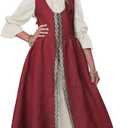 California Costumes Renaissance Faire Dress, Child Costume (Red), Medium (Burgundy/Cream)