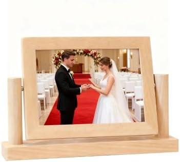 5 * 7 wooden picture frames 180 degree rotating picture frame double-sided design high-definition shatterproof acrylic material suitable for desktops and tables bridal shower gifts certificate