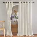 NICETOWN Natural Linen Room Divider Curtains for Bedroom, Grommet Flax Linen Burlap Semi Sheer Window Drapes Privacy with Light Filtering for Patio Door/Bedroom, W68 x L84, 2 Pieces