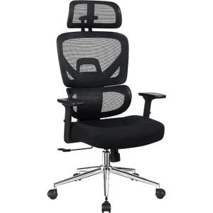 VECELO High Back Ergonomic Office Chair, Big and Tall Mesh Desk Chair with Wheels, Tilt Function, 3D Headrest, Lumbar Support, Swivel Rolling Computer Chair for Task, Home Office, Black, 21.7in x 26.0in x 49.0in