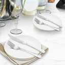 40 Piece Silverware Set, Stainless Steel Flatware Cutlery Set Service for 8, Mirror Polished Tableware Eating Utensils Set for Home Kitchen, Include Knife Fork Spoon Set, Dishwasher Safe