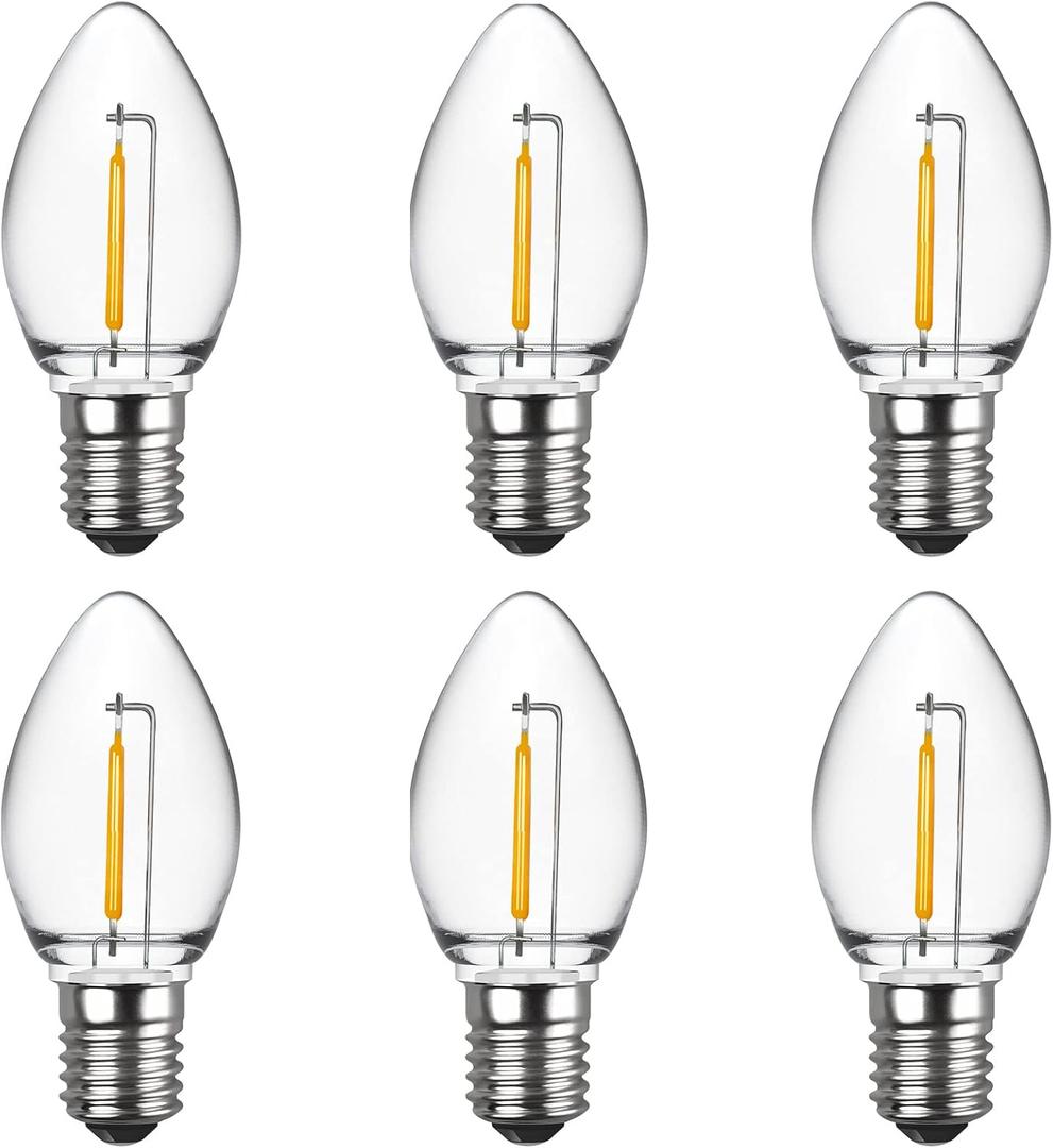 Meconard C7 LED Night Light Bulbs, Shatterproof LED Replacement Bulbs for Window Candles & Chandeliers, E12 Candelabra Base, 0.6 Watt Equivalent to 7Watt Incandescent Bulb, Warm White,6 Pack (6 Count (Pack of 1))