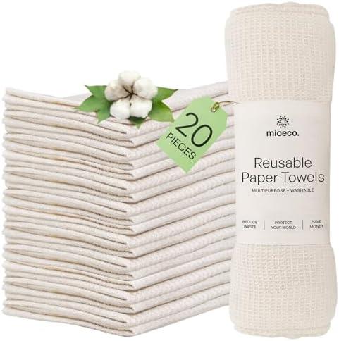 10 Pack Reusable unPaper Towels Washable - Nature Friendly - Organic Cotton Alternative - Thick, Strong, Paperless Kitchen Dish Cloths - Reusable Napkins - Dish Towels - Cloth Napkin - Kitchen Towels