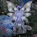 Exhart Garden Solar Lights, Decorative Angel Garden Stake, 13 LEDs, Cute Yard and Pathway Decor, White, 7 x 40 Inch, Large