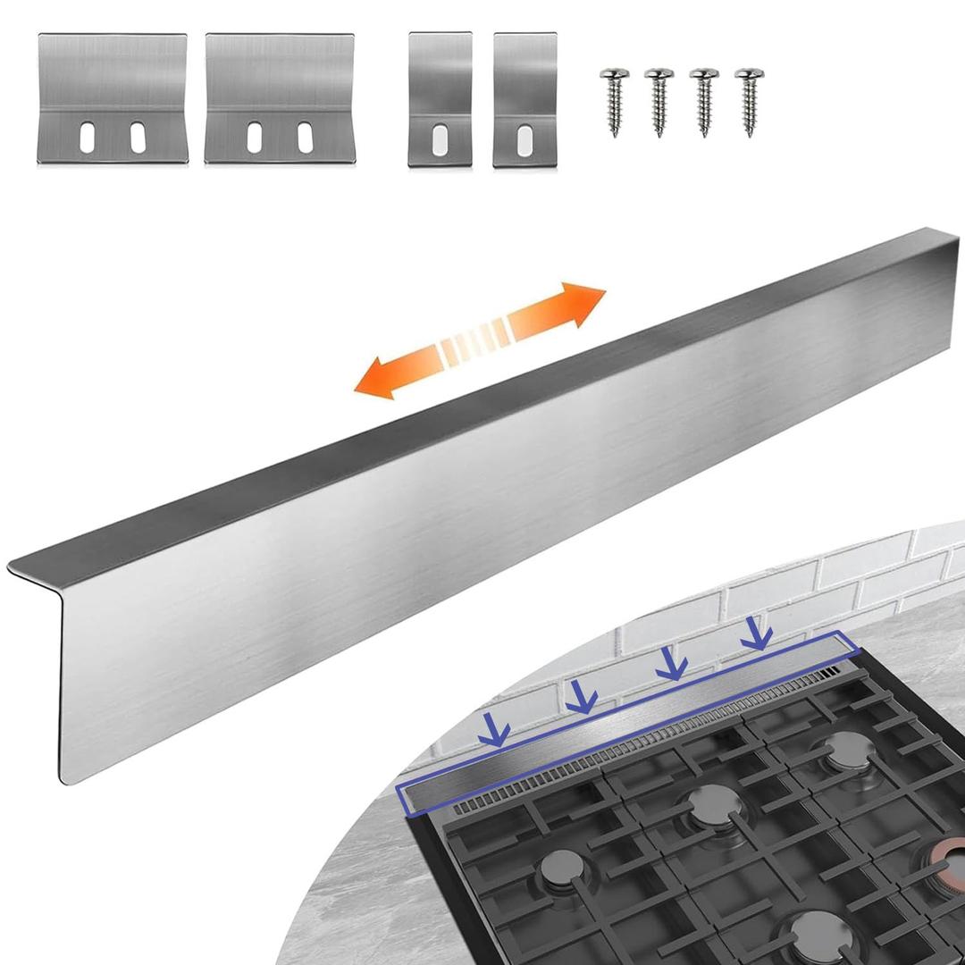 30" Stove Range Gap Filler, Slide-in Range Rear Gap Filler Kit, Behind Stove Shelf Between Stove Range for Most Brands Kitchen Stove (Silver)