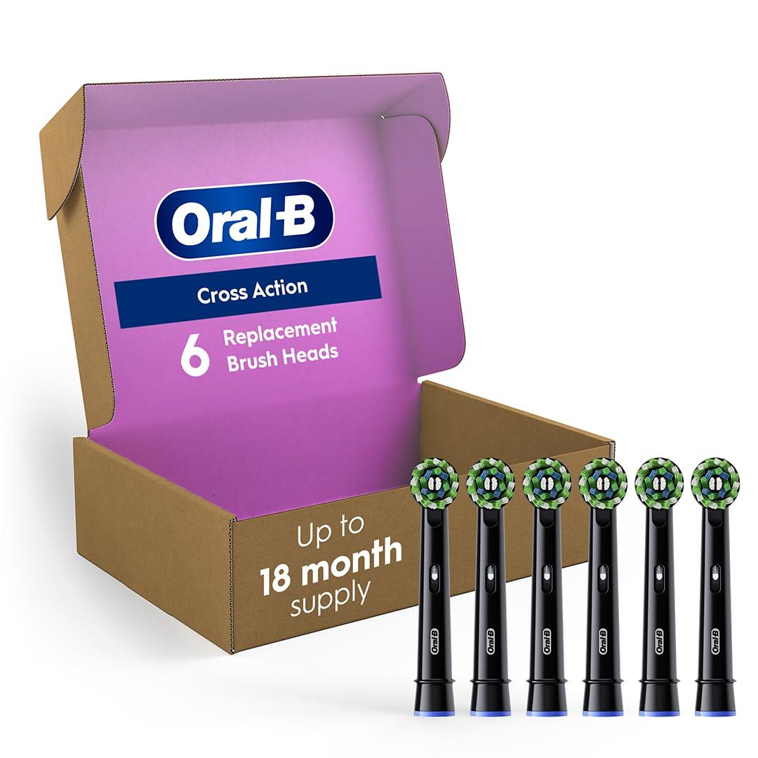Oral-B Cross Action Replacement Brush Heads for an Oral-B Electric Toothbrush, Pack of 5, Black