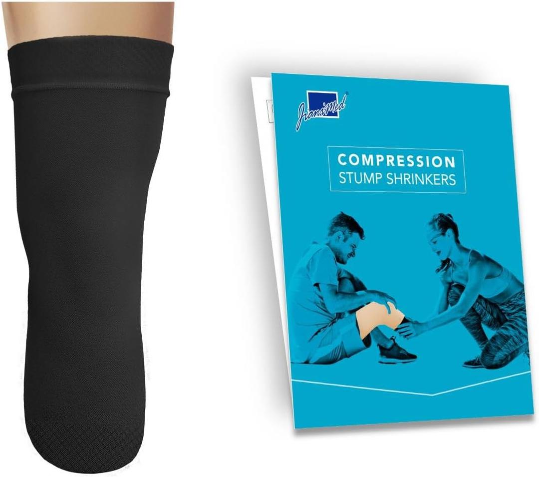 Prosthetic Stump ShrinkersBelow Knee, 55cm, Compression, Amputee Socks, 20-30, Daily use, Taiwan Excellence M (Black)