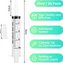 JOLLY PARTY 30 Pack 20mL Syringes, Plastic Syringes with Catheter Tip and Cap, Individually Sealed Feeding Syringe For Dogs, Measuring Syringe For Liquid, Scientific Labs, Refilling, Dispensing