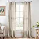 jinchan Linen Curtains Oatmeal Semi Sheer Curtains 90 inch Length for Closet Small Window Living Room Bathroom Neutral Farmhouse Cottage Core Light Filtering Privacy Rod Pocket Back Tab 2 Panels