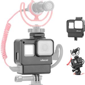 V2 Housing Case Vlogging Frame with Microphone Cold Shoe Mount Compatible for GoPro Hero 7 6 5 Mic Audio Adapter Action Camera Accessories